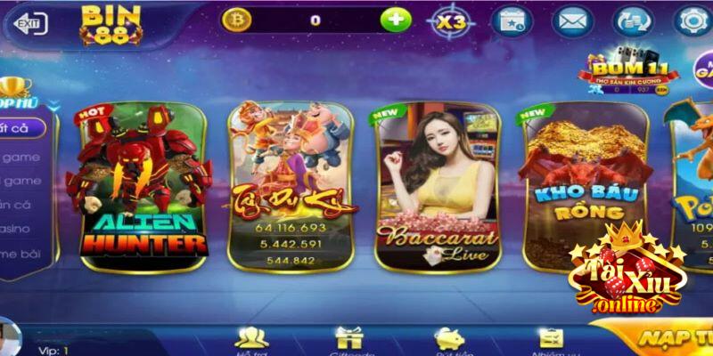 Những trò chơi có tại cổng game Bin88 Vin