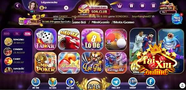 Son Club cung cấp rất nhiều tựa game hấp dẫn đỉnh cao 